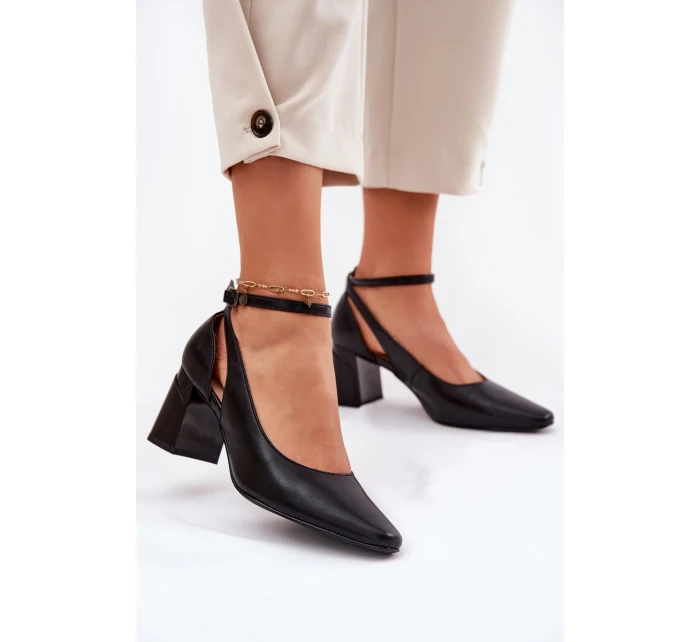 Kožené Lodičky Na Podpatku model 21694790 Černé - Maciejka