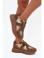 Dámské Zateplené Sneakersy Na Platformě Big Star OO274A218 HI-POLY SYSTEM Hnědé Dámské Zateplené Sneakersy Na Platformě Big Star OO274A218 HI-POLY SYSTEM Hnědé