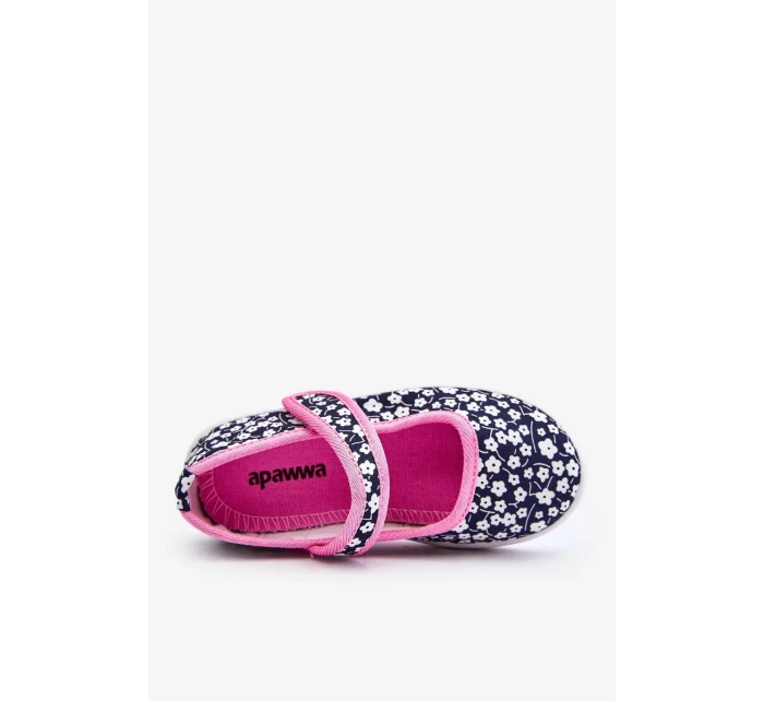 Dětské balerínky na suchý zip v potisku námořnické modré a růžové Selah Dětské balerínky na suchý zip v potisku námořnické modré a růžové Selah