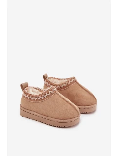 Dětské/módní sněhule s výšivkou na platformě Jolisse – khaki