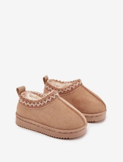 Dětské/módní sněhule s výšivkou na platformě Jolisse – khaki