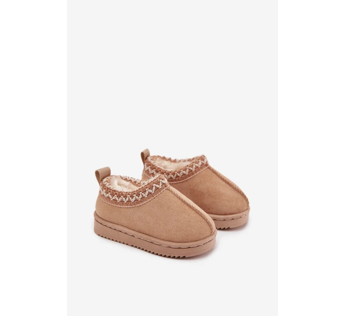 Dětské/módní sněhule s výšivkou na platformě Jolisse – khaki