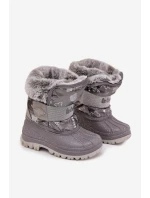 Dětské sněhule s kožíškem na suchý zip Lee Cooper – šedé Dětské sněhule s kožíškem na suchý zip Lee Cooper – šedé