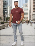 Koszulka męska bawełniana z nadrukiem bordowa model 22214529 - FashionStreet Koszulka męska bawełniana z nadrukiem bordowa model 22214529 - FashionStreet