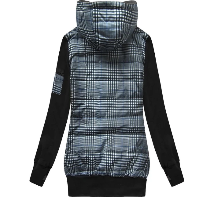 Tmavě modro-černá mikina z různých spojených materiálů (AMG-611A)