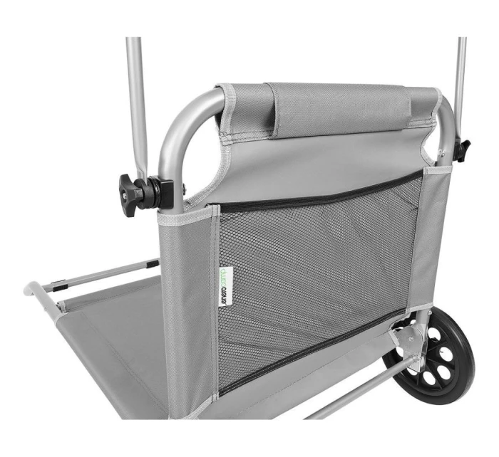 Skládací plážové lehátko se stříškou na kolečkách 116x62x62-90CM šedé Skládací plážové lehátko se stříškou na kolečkách 116x62x62-90CM šedé