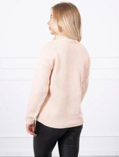 model 18745456 svetr s rolákem tmavě pudrově růžový - K-Fashion