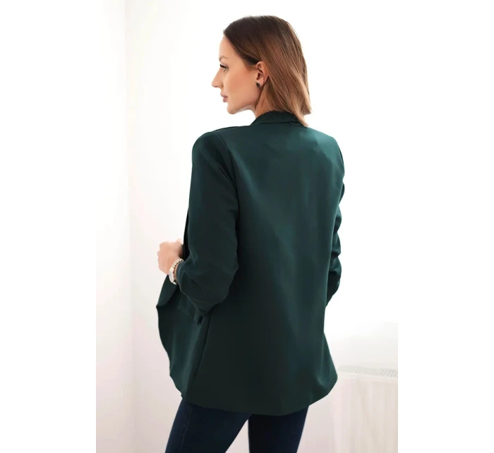 Dámská sako bez zapínání s podšívkou S/M tmavě zelená