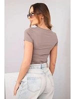 Dámská bambusová halenka s krátkým rukávem a širokým výstřihem basic fango Dámská bambusová halenka s krátkým rukávem a širokým výstřihem basic fango