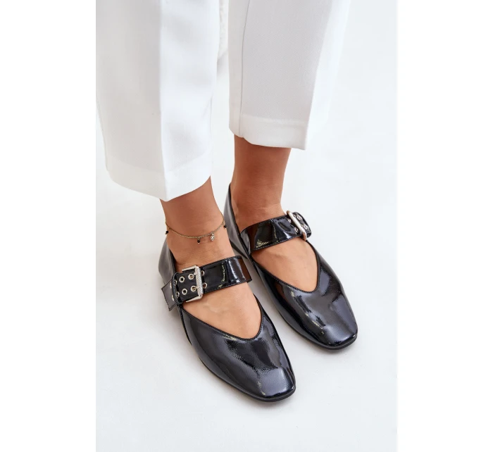 Lakované Baletky S Páskem Černé model 21670980 - Boto Lakované Baletky S Páskem Černé model 21670980 - Boto