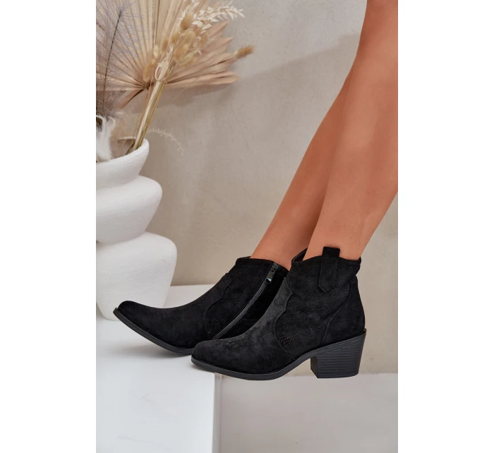 Botky Na Zip Eko Semišové  Černé model 21685110 - S.Barski