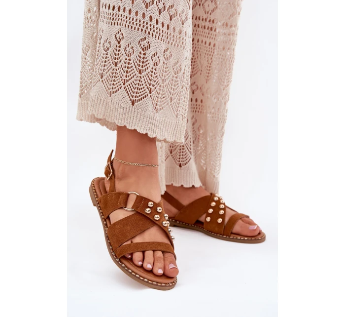 Dámské Sandály Na Plochém Podpatku Se Zlatými model 21702286 - Boto Dámské Sandály Na Plochém Podpatku Se Zlatými model 21702286 - Boto