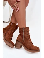 Zateplené dámské kotníkové boty s šněrováním a zipy Camel Paressa