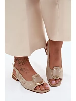 Dámské sandály na nízkém podpatku s ozdobou Zlato Glima