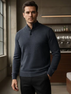 Pánský svetr se stojáčkem tmavě modrý FashionStreet WX2357