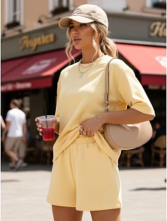 Dámský letní pruhovaný komplet Polský výrobek žlutý FashionStreet AY1163