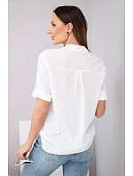 Dámská košilová bavlněná halenka s krátkým rukávem a model 22048753 bílá - K-Fashion