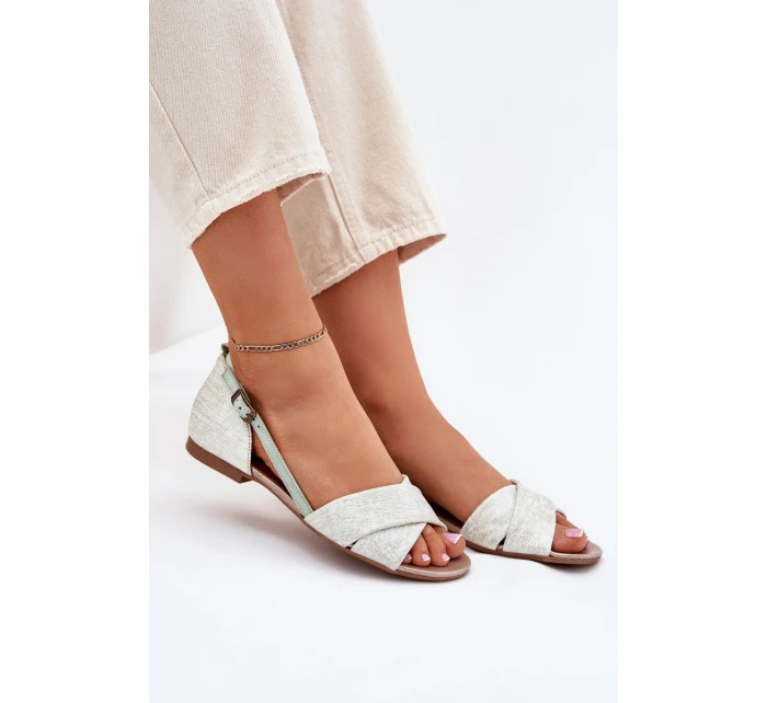 Kožené Ploché Sandály model 21699746 Mátové - Maciejka