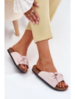 Dámské sandály na korkové podrážce s mašlí světle růžové model 21701490 - Boto