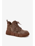 Semišové nízké dámské kotníky na platformě Big Star SS274594 béžové