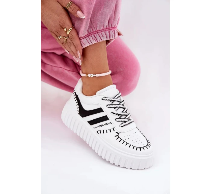 Dámské tenisky na platformě – bílo-černé Ofenale