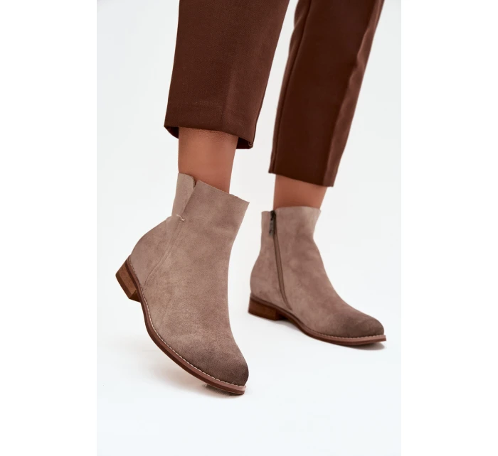 Dámské boty Vinceza – béžové, na plochém podpatku