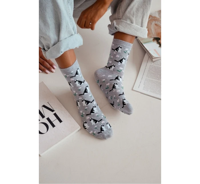 Dámské ponožky Kočky a květiny 0200.173