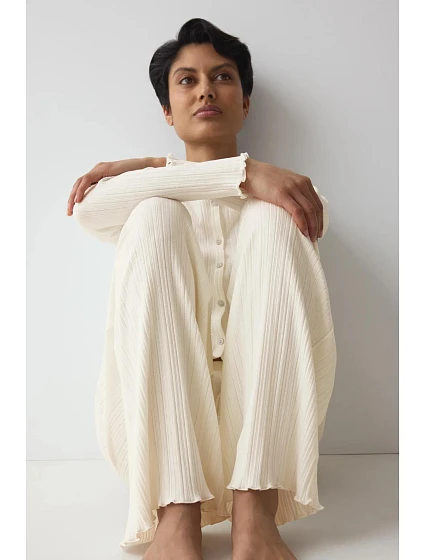 Versatile Rib Straight Trousers - Silk White - TRIUMPH Silk White - TRIUMPH