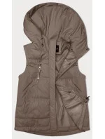 Volná béžová dámská vesta s kapucí (2655) Volná béžová dámská vesta s kapucí (2655)