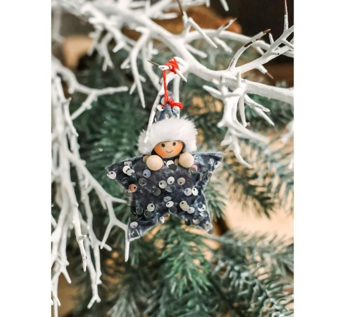 SADA PŘÍVĚSKŮ 3 KS HVĚZDIČKY STŘÍBRNÉ FLITRY PANENKY