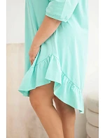 Dámské plus size bavlněné šaty s volánem mátová Dámské plus size bavlněné šaty s volánem mátová