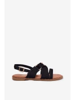 Dámské sandály na plochém podpatku se zlatými hroty černé Zanira Dámské sandály na plochém podpatku se zlatými hroty černé Zanira