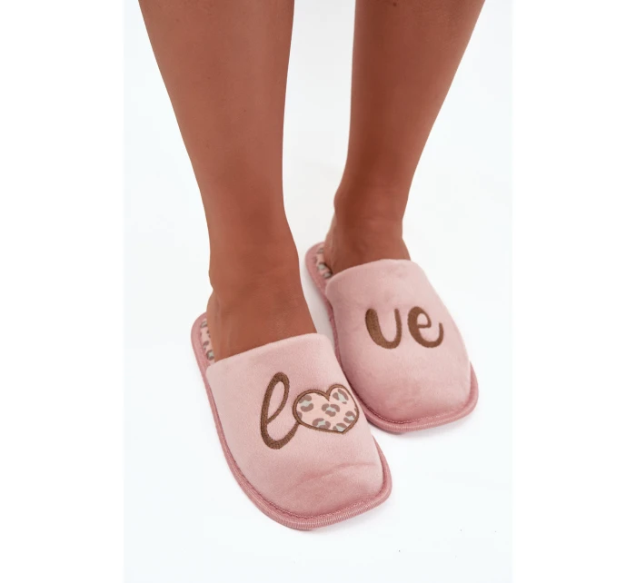 Dámské pantofle LOVE model 21710307 růžové - VINCEZA Dámské pantofle LOVE model 21710307 růžové - VINCEZA