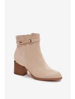 Dámské zimní boty na podpatku s ozdobným páskem béžové Galissa Dámské zimní boty na podpatku s ozdobným páskem béžové Galissa