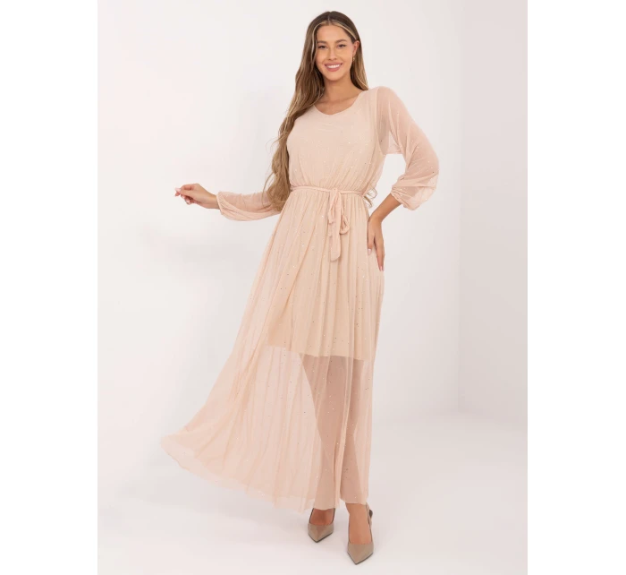 Sukienka IT SK model 21782467 beżowy - FPrice Sukienka IT SK model 21782467 beżowy - FPrice