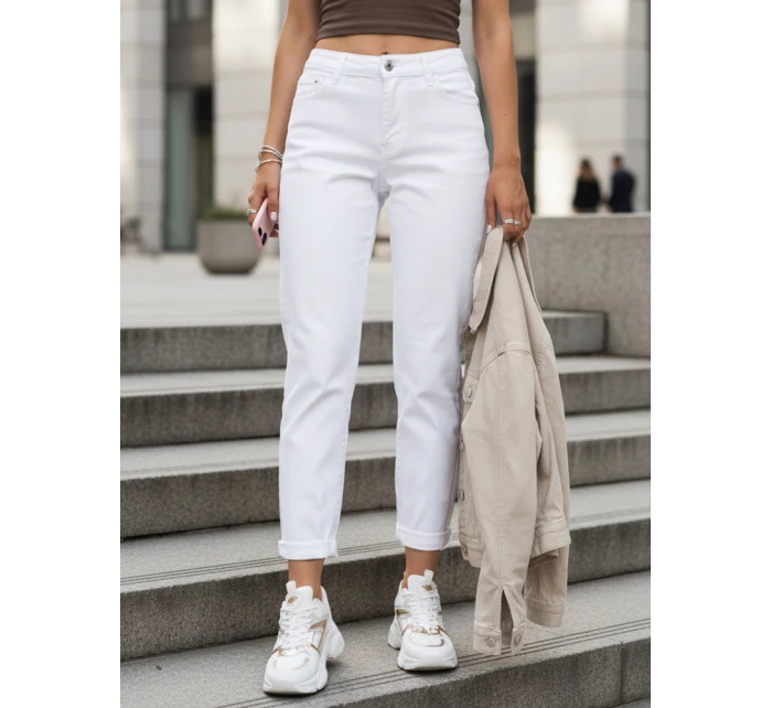 Spodnie jeansowe damskie mom fit z wysokim stanem białe FashionStreet UY2906