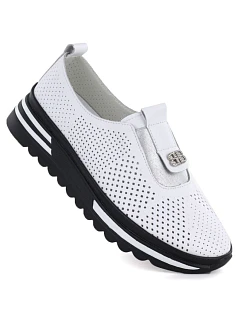 Dámské kožené boty na platformě bílé S.Barski model 22081741 - Hikvision