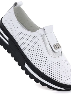 Dámské kožené boty na platformě bílé S.Barski model 22081741 - Hikvision