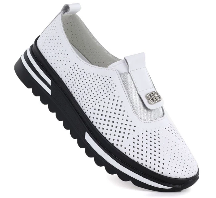 Dámské kožené boty na platformě bílé S.Barski model 22081741 - Hikvision