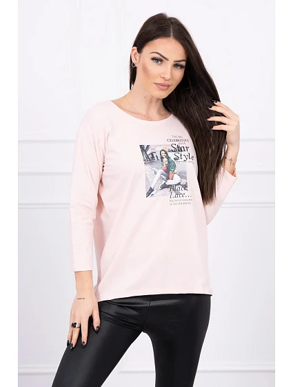 Halenka s potiskem Star Style v pudrově růžové barvě Halenka s potiskem Star Style v pudrově růžové barvě