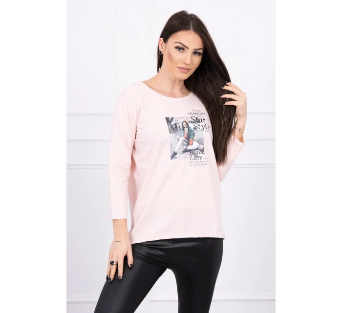 Halenka s potiskem Star Style v pudrově růžové barvě Halenka s potiskem Star Style v pudrově růžové barvě