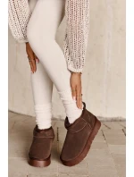 Módní Semišové Nízké Sněhule Hnědé model 21671731 - Boto Módní Semišové Nízké Sněhule Hnědé model 21671731 - Boto