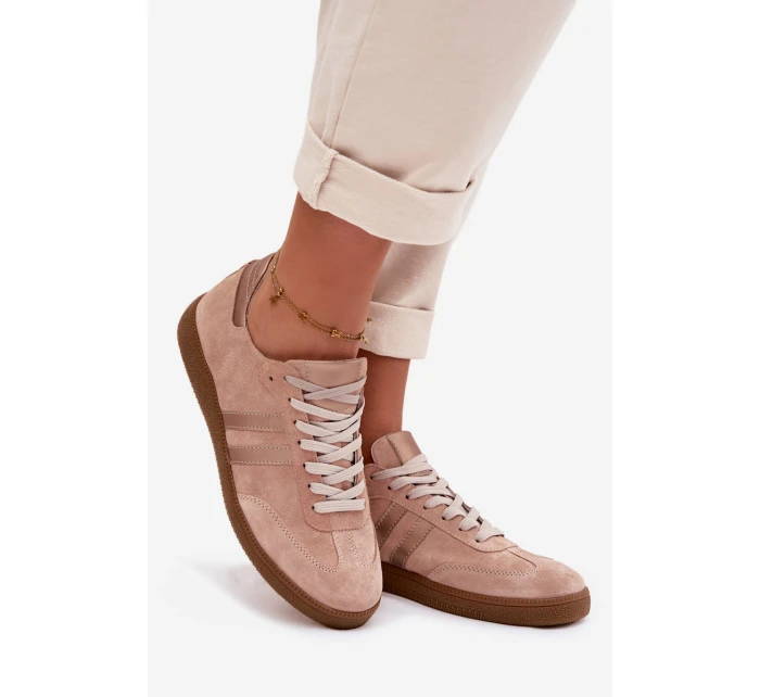 Zazoo N1068 Semišové Nízké Dámské Tenisky Špinavě Růžové