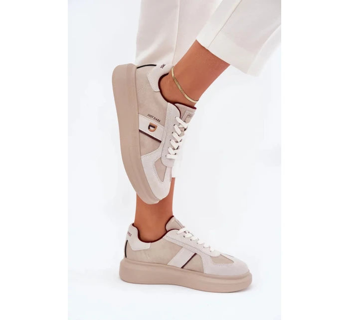Dámské kožené tenisky na platformě Daniel Lopez Just Dare – béžové