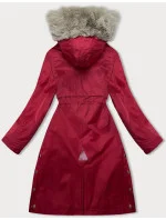 Červená dámská bunda parka s kožešinou model 21246257 - J.STYLE