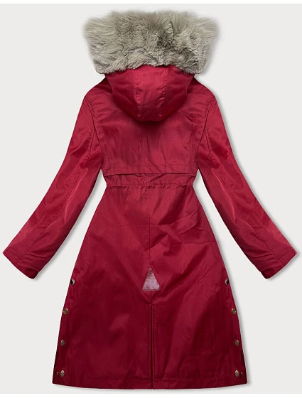 Červená dámská bunda parka s kožešinou model 21246257 - J.STYLE Červená dámská bunda parka s kožešinou model 21246257 - J.STYLE