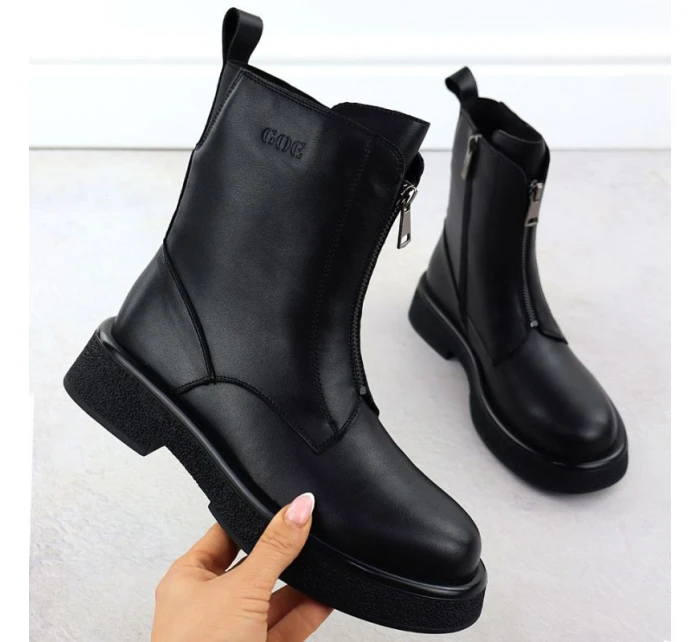 Dámské kožené boty Goe černé SS2N4145 Dámské kožené boty Goe černé SS2N4145