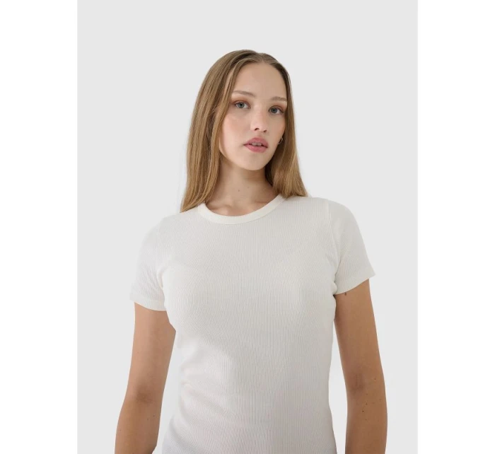 Dámské žebrované tričko 4F 4FWSS25TTSHF1968-11S Dámské žebrované tričko 4F 4FWSS25TTSHF1968-11S