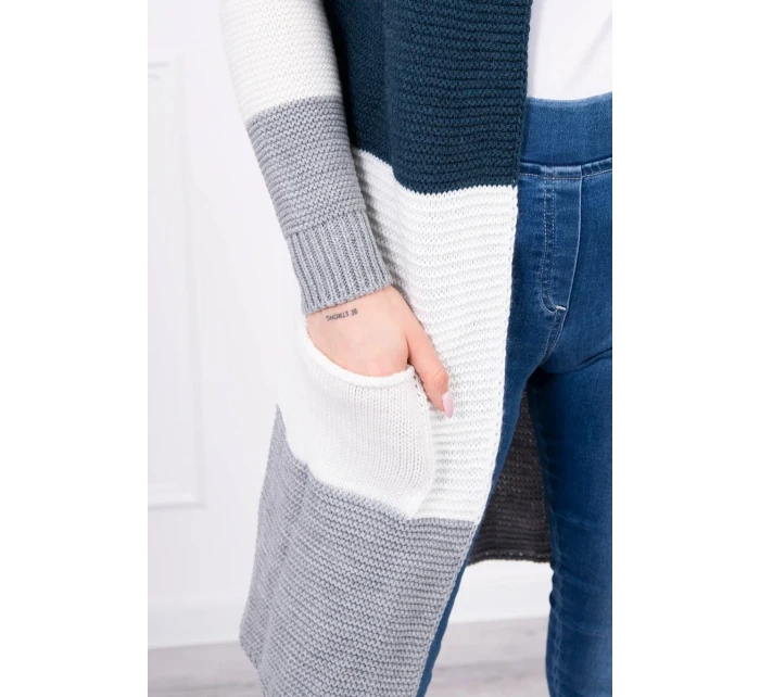 Šedý + tmavý džínový pruhovaný svetr Šedý + tmavý džínový pruhovaný svetr