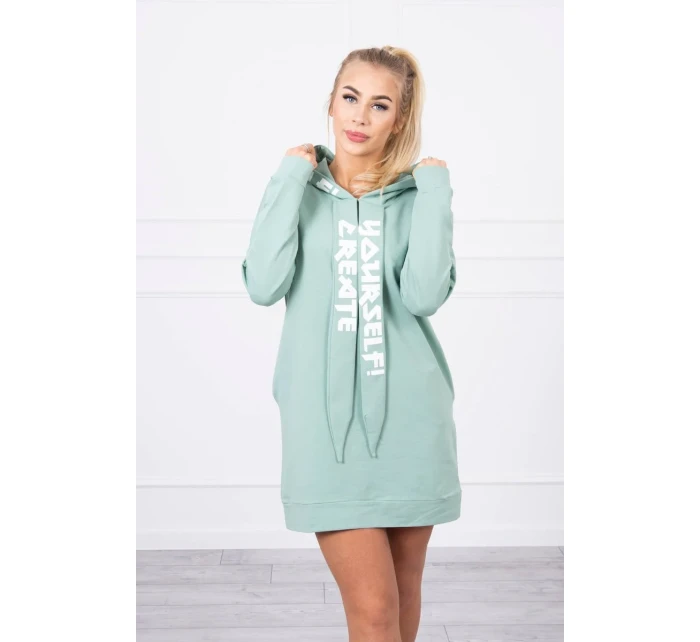 Oversize šaty s kapucí tmavě mátové Oversize šaty s kapucí tmavě mátové